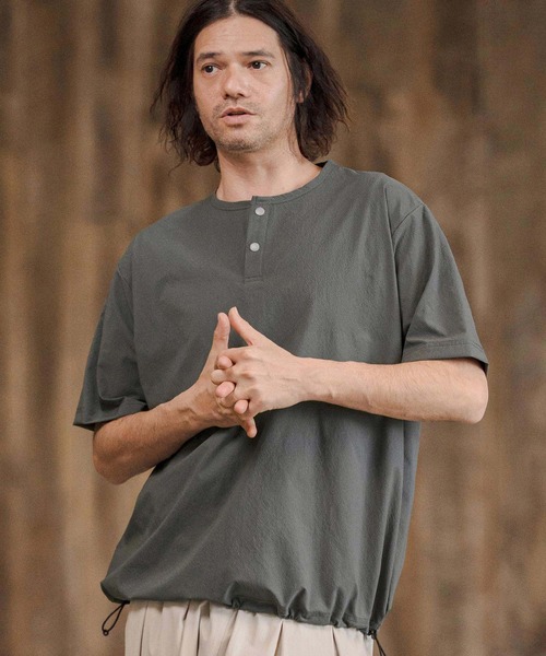 CAMBIO（カンビオ）の「mt10274- 裾ドローコードヘンリーTシャツ(CA02-63216)（Tシャツ/カットソー・メンズ・ブラック/グレー/アイボリー・XL/L/M）」の20枚目の写真