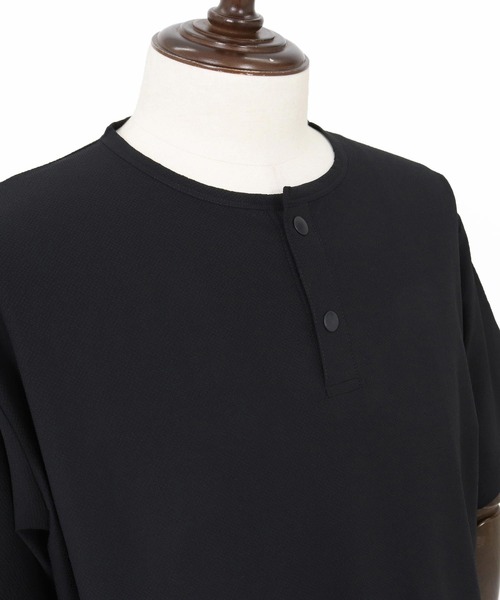 CAMBIO（カンビオ）の「mt10274- 裾ドローコードヘンリーTシャツ(CA02-63216)（Tシャツ/カットソー・メンズ・ブラック/グレー/アイボリー・XL/L/M）」の6枚目の写真