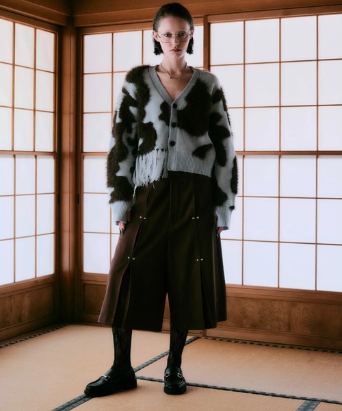 CREO STORE(クレオストア)の「【TAJEN:T】JACQUARD FRINGE CARDIGAN/ジャカードフリンジカーディガン(カーディガン/ボレロ・レディース・サックスブルー/チャコールグレー・2/1)」の5枚目の写真