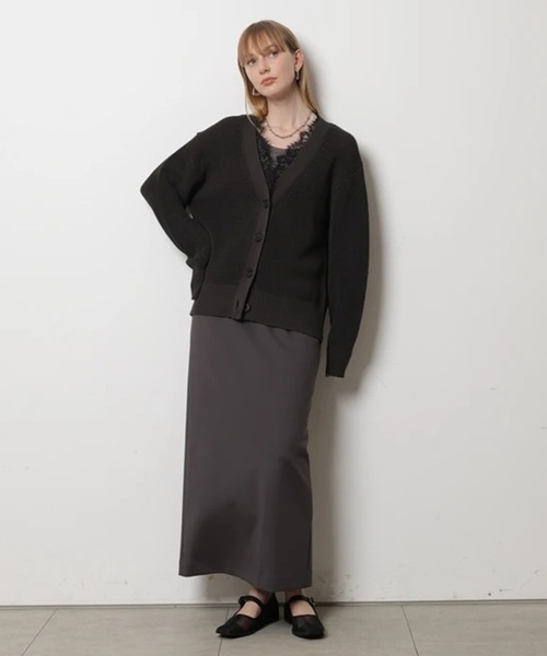 CADUNE（カデュネ）の「レース付きメッシュカーデ（ニット/セーター・レディース・チャコールグレー・38）」の5枚目の写真