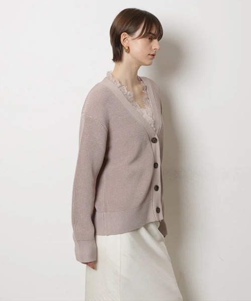 CADUNE（カデュネ）の「レース付きメッシュカーデ（ニット/セーター・レディース・チャコールグレー・38）」の12枚目の写真