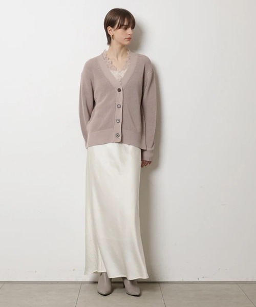 CADUNE（カデュネ）の「レース付きメッシュカーデ（ニット/セーター・レディース・チャコールグレー・38）」の14枚目の写真