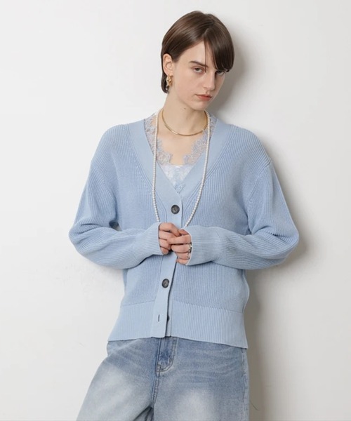 CADUNE（カデュネ）の「レース付きメッシュカーデ（ニット/セーター・レディース・チャコールグレー・38）」の18枚目の写真