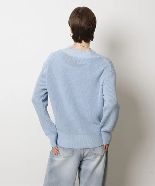 CADUNE（カデュネ）の「レース付きメッシュカーデ（ニット/セーター・レディース・チャコールグレー・38）」の19枚目の写真