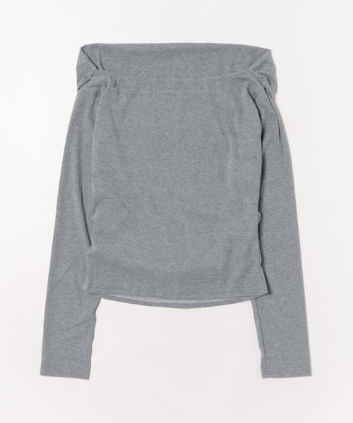 CANVAS+(キャンバスプラス)の「【CANVAS+】クロップド丈オフショルトップス(Tシャツ/カットソー・レディース・グレー・M)」の14枚目の写真