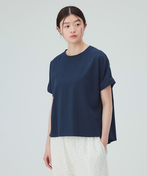 BEAMS HEART(ビームスハート)の「【360度どこから見てもお洒落】後釦 異素材 プルオーバー(Tシャツ/カットソー・レディース・ブラック/ネイビー/オフホワイト/グリーン・FREE)」の4枚目の写真
