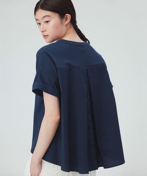 BEAMS HEART(ビームスハート)の「【360度どこから見てもお洒落】後釦 異素材 プルオーバー(Tシャツ/カットソー・レディース・ブラック/ネイビー/オフホワイト/グリーン・FREE)」の13枚目の写真
