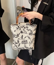 Ritzy（リッツィー）の「リーフ柄 フェイクバンブーハンドル ハンドバッグ（ハンドバッグ）」