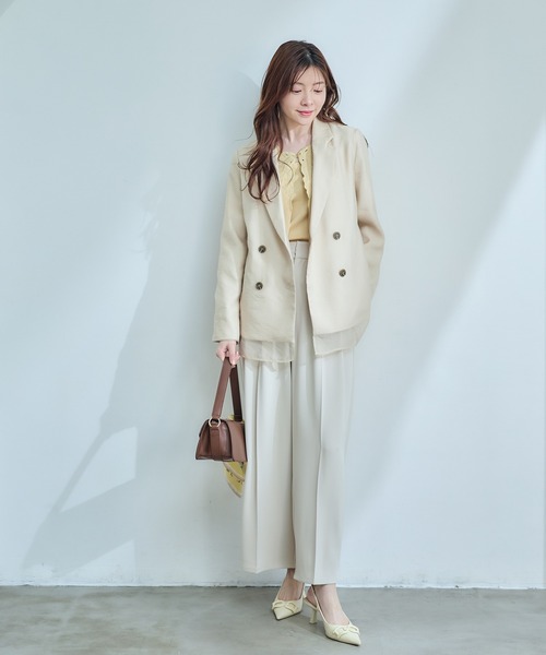 12Twelve Agenda(トゥエルブ アジェンダ)の「シアーテーラードジャケット(テーラードジャケット・レディース・ベージュ/ブラック・M)」の14枚目の写真