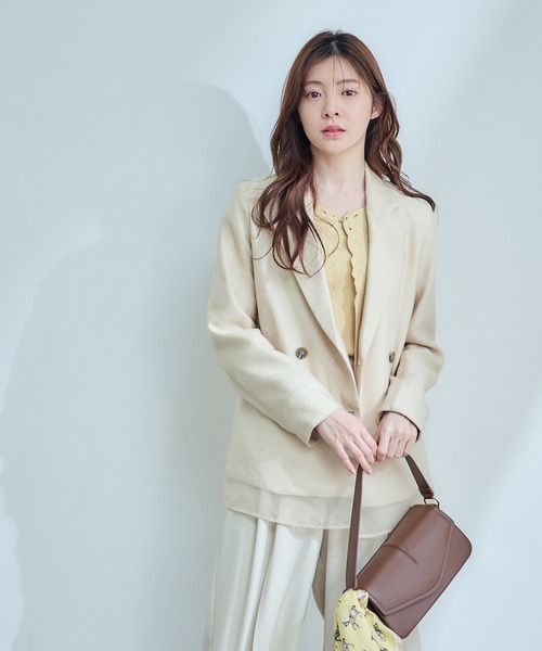12Twelve Agenda(トゥエルブ アジェンダ)の「シアーテーラードジャケット(テーラードジャケット・レディース・ベージュ/ブラック・M)」の8枚目の写真