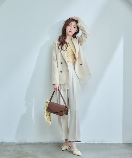 12Twelve Agenda(トゥエルブ アジェンダ)の「シアーテーラードジャケット(テーラードジャケット・レディース・ベージュ/ブラック・M)」の17枚目の写真