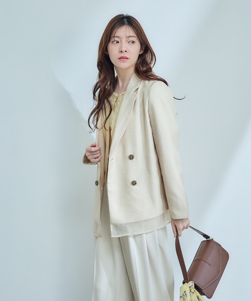 12Twelve Agenda(トゥエルブ アジェンダ)の「シアーテーラードジャケット(テーラードジャケット・レディース・ベージュ/ブラック・M)」の9枚目の写真