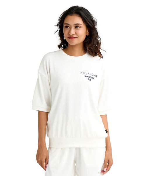 BILLABONG(ビラボン)の「BILLABONG/ビラボン 半袖 Tシャツ ロゴ バックプリント パイル生地 セットアップ対応 BG013303(Tシャツ/カットソー・レディース・ホワイト/アクア・M/L)」の4枚目の写真