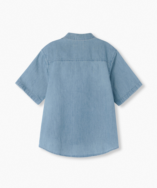MUSINSA STANDARD KIDS（ムシンサスタンダードキッズ）の「リラックスド半袖デニムシャツ[ライトインディゴ]（シャツ/ブラウス・レディース・その他・100/110/120/130/140/150/160）」の3枚目の写真
