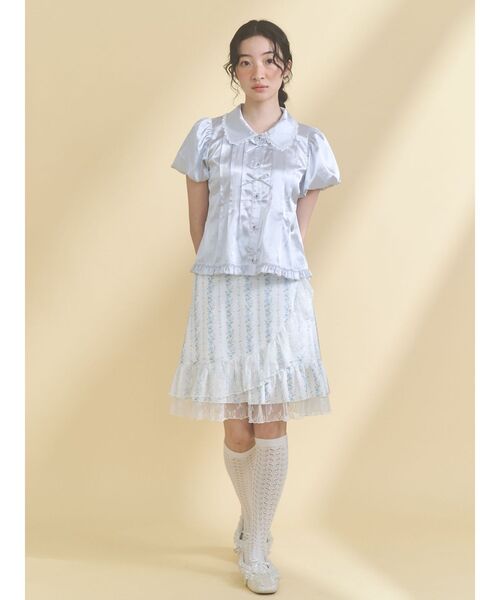 merry jenny(メリージェニー)の「ribbonサテンシャツ(シャツ/ブラウス・レディース・ピンク/ブルー・FREE)」の10枚目の写真