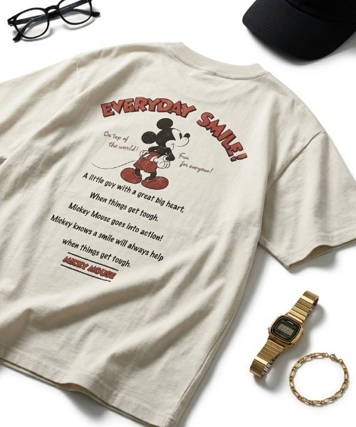 Disney(ディズニー)の「2026SS Disney/ディズニー ビンテージライクプリント フロント/バック/ラグラン 半袖Tシャツ レディース メンズ(Tシャツ/カットソー・レディース・ブルーグレー/ブラック系その他2/イエロー/スミクロ/アイボリー/ホワイト系その他/ブラック系その他/ホワイト系その他2・M/LL/L)」の2枚目の写真