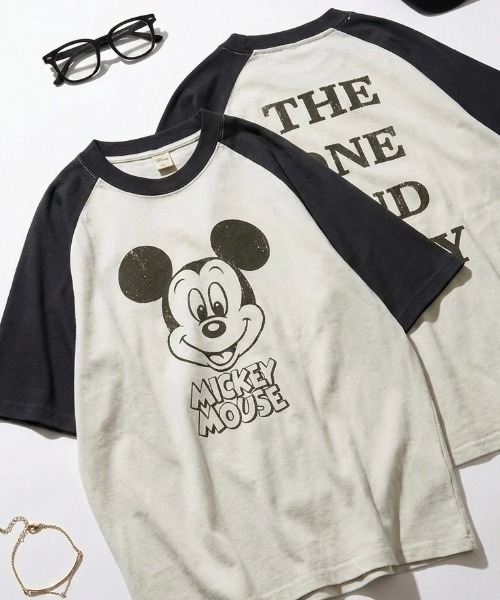 Disney(ディズニー)の「2026SS Disney/ディズニー ビンテージライクプリント フロント/バック/ラグラン 半袖Tシャツ レディース メンズ(Tシャツ/カットソー・レディース・ブルーグレー/ブラック系その他2/イエロー/スミクロ/アイボリー/ホワイト系その他/ブラック系その他/ホワイト系その他2・M/LL/L)」の3枚目の写真
