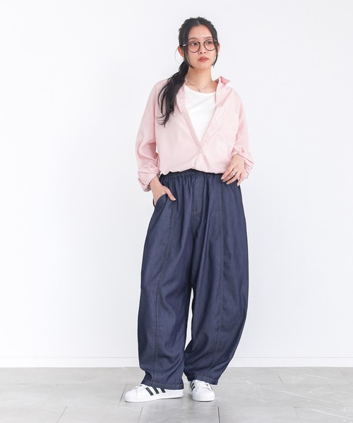 n'OrLABEL（ノアールレーベル）の「【機能素材】『【接触冷感・UVカット・吸水速乾】カーブデニムパンツ』（デニムパンツ・レディース・ブルー/ライトブルー/ネイビー・2/1）」の4枚目の写真