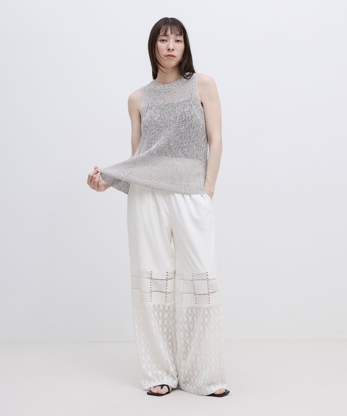select MOCA(セレクトモカ)の「リネンライクサマーニットアメスリタンク(ニット/セーター・レディース・ブラック/ベージュ/グレー・FREE)」の5枚目の写真
