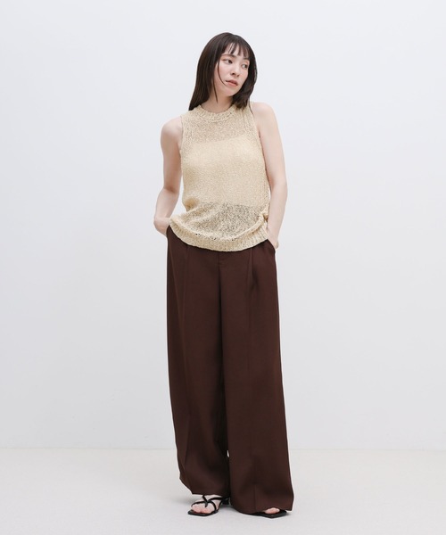 select MOCA(セレクトモカ)の「リネンライクサマーニットアメスリタンク(ニット/セーター・レディース・ブラック/ベージュ/グレー・FREE)」の4枚目の写真