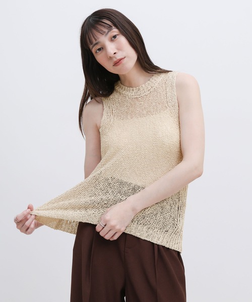 select MOCA(セレクトモカ)の「リネンライクサマーニットアメスリタンク(ニット/セーター・レディース・ブラック/ベージュ/グレー・FREE)」の7枚目の写真