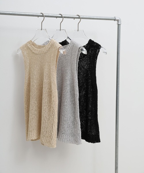select MOCA(セレクトモカ)の「リネンライクサマーニットアメスリタンク(ニット/セーター・レディース・ブラック/ベージュ/グレー・FREE)」の15枚目の写真