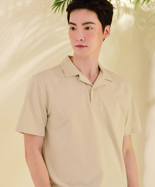 CHASECULT（チェイスカルト）の「男性モダン半オープンカラー半袖Tシャツ-DBRK5712D0X（ポロシャツ・メンズ・Beige・100/105/110/95）」の2枚目の写真