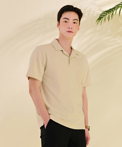 CHASECULT（チェイスカルト）の「男性モダン半オープンカラー半袖Tシャツ-DBRK5712D0X（ポロシャツ・メンズ・Beige・100/105/110/95）」の3枚目の写真