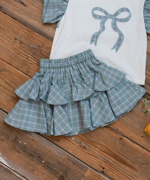 axes femme（アクシーズファム）の「チェックフリルスカパン（その他パンツ・キッズ・ミント/グレー・X-LARGE/LARGE/MEDIUM）」の2枚目の写真