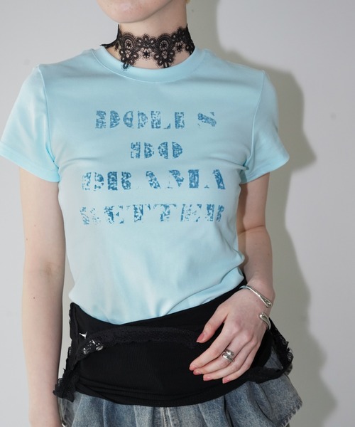 chuclla(チュクラ)の「ロゴプリントクロップドTシャツ chw26s153(Tシャツ/カットソー・レディース・チャコールグレー/ライトブルー/ホワイト・FREE)」の3枚目の写真