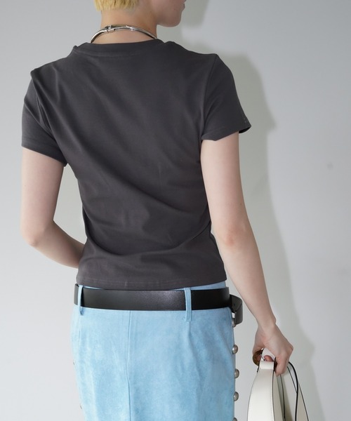 chuclla(チュクラ)の「ロゴプリントクロップドTシャツ chw26s153(Tシャツ/カットソー・レディース・チャコールグレー/ライトブルー/ホワイト・FREE)」の9枚目の写真
