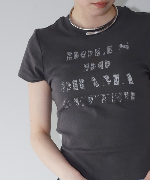 chuclla(チュクラ)の「ロゴプリントクロップドTシャツ chw26s153(Tシャツ/カットソー・レディース・チャコールグレー/ライトブルー/ホワイト・FREE)」の8枚目の写真