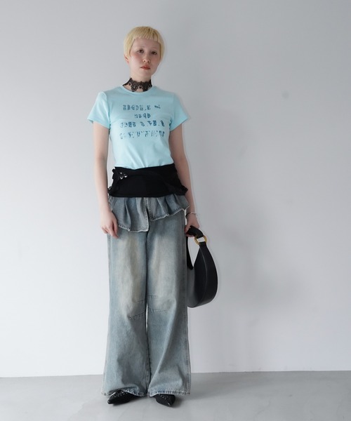 chuclla(チュクラ)の「ロゴプリントクロップドTシャツ chw26s153(Tシャツ/カットソー・レディース・チャコールグレー/ライトブルー/ホワイト・FREE)」の11枚目の写真