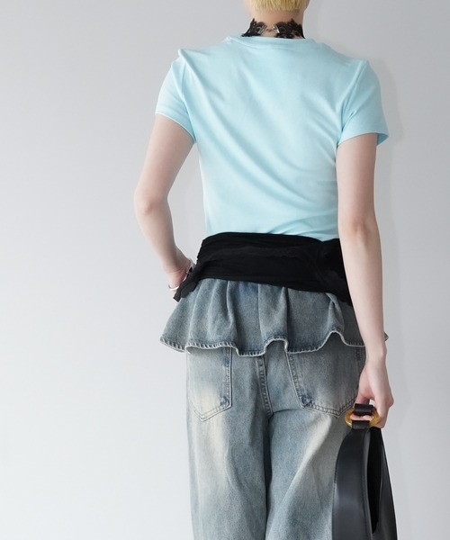 chuclla(チュクラ)の「ロゴプリントクロップドTシャツ chw26s153(Tシャツ/カットソー・レディース・チャコールグレー/ライトブルー/ホワイト・FREE)」の13枚目の写真