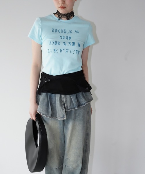 chuclla(チュクラ)の「ロゴプリントクロップドTシャツ chw26s153(Tシャツ/カットソー・レディース・チャコールグレー/ライトブルー/ホワイト・FREE)」の14枚目の写真