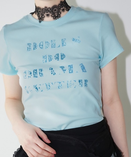 chuclla(チュクラ)の「ロゴプリントクロップドTシャツ chw26s153(Tシャツ/カットソー・レディース・チャコールグレー/ライトブルー/ホワイト・FREE)」の15枚目の写真