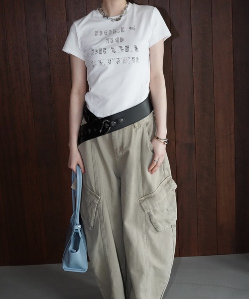 chuclla(チュクラ)の「ロゴプリントクロップドTシャツ chw26s153(Tシャツ/カットソー・レディース・チャコールグレー/ライトブルー/ホワイト・FREE)」の17枚目の写真