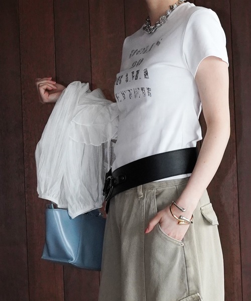 chuclla(チュクラ)の「ロゴプリントクロップドTシャツ chw26s153(Tシャツ/カットソー・レディース・チャコールグレー/ライトブルー/ホワイト・FREE)」の18枚目の写真