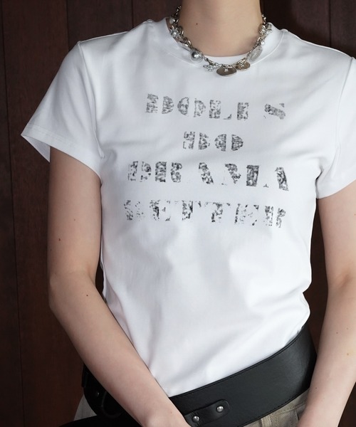 chuclla(チュクラ)の「ロゴプリントクロップドTシャツ chw26s153(Tシャツ/カットソー・レディース・チャコールグレー/ライトブルー/ホワイト・FREE)」の21枚目の写真