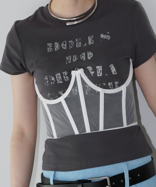 chuclla(チュクラ)の「ロゴプリントクロップドTシャツ chw26s153(Tシャツ/カットソー・レディース・チャコールグレー/ライトブルー/ホワイト・FREE)」の22枚目の写真