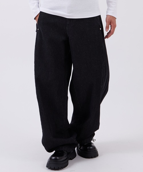 improves(インプローブス)の「スナップ バルーンパンツ(デニムパンツ・メンズ・ブラック/ブラック系/キナリ・LARGE/SMALL/MEDIUM)」の2枚目の写真