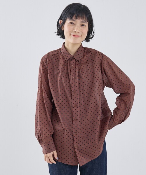 collex（コレックス）の「シアードットシャツ（シャツ/ブラウス・レディース・アイボリー/ブラウン/ブラック・フリー）」の3枚目の写真