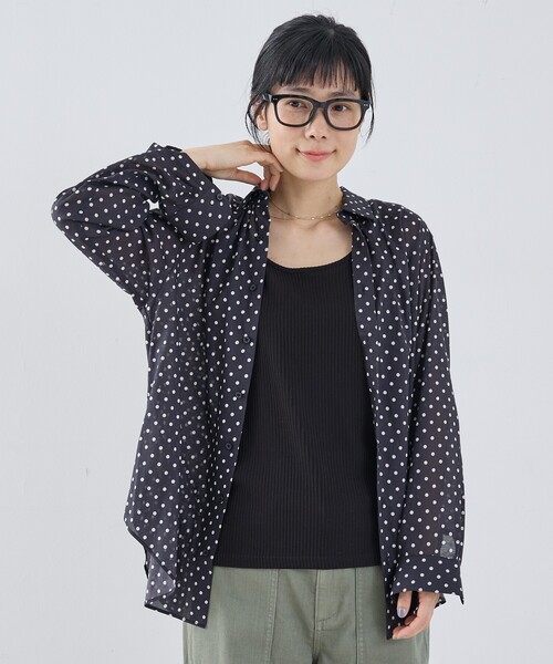 collex（コレックス）の「シアードットシャツ（シャツ/ブラウス・レディース・アイボリー/ブラウン/ブラック・フリー）」の2枚目の写真