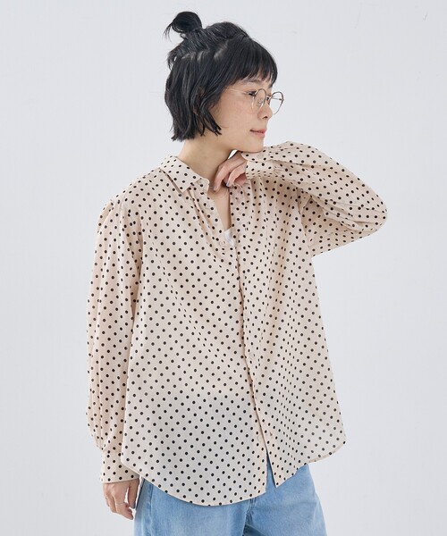 collex（コレックス）の「シアードットシャツ（シャツ/ブラウス・レディース・アイボリー/ブラウン/ブラック・フリー）」の4枚目の写真
