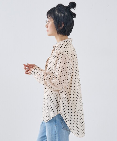 collex（コレックス）の「シアードットシャツ（シャツ/ブラウス・レディース・アイボリー/ブラウン/ブラック・フリー）」の5枚目の写真