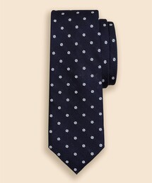 シルク　バスケットウィーブ　フラワーモチーフタイ