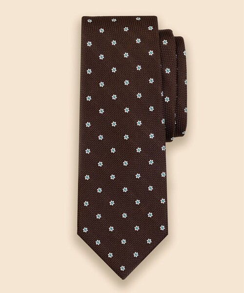 BROOKS BROTHERS（ブルックスブラザーズ）の「シルク　バスケットウィーブ　フラワーモチーフタイ（ネクタイ・メンズ・ブラウン/ネイビー・ONE SIZE）」の2枚目の写真