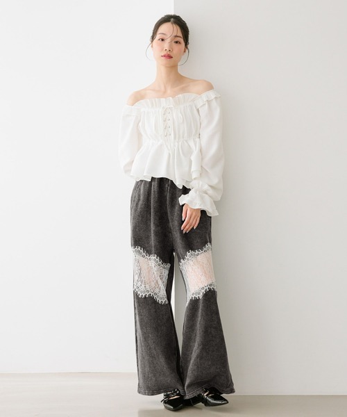 Heather（ヘザー）の「レースアップオフショルブラウス　666500（シャツ/ブラウス・レディース・オフホワイト/グレー系その他/ブラック系その他・FREE）」の9枚目の写真