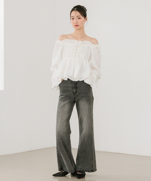 Heather（ヘザー）の「レースアップオフショルブラウス　666500（シャツ/ブラウス・レディース・オフホワイト/グレー系その他/ブラック系その他・FREE）」の11枚目の写真