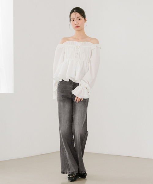 Heather（ヘザー）の「レースアップオフショルブラウス　666500（シャツ/ブラウス・レディース・オフホワイト/グレー系その他/ブラック系その他・FREE）」の12枚目の写真